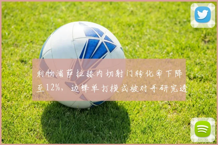 利物浦萨拉赫内切射门转化率下降至12%,边锋单打模式被对手研究透彻
